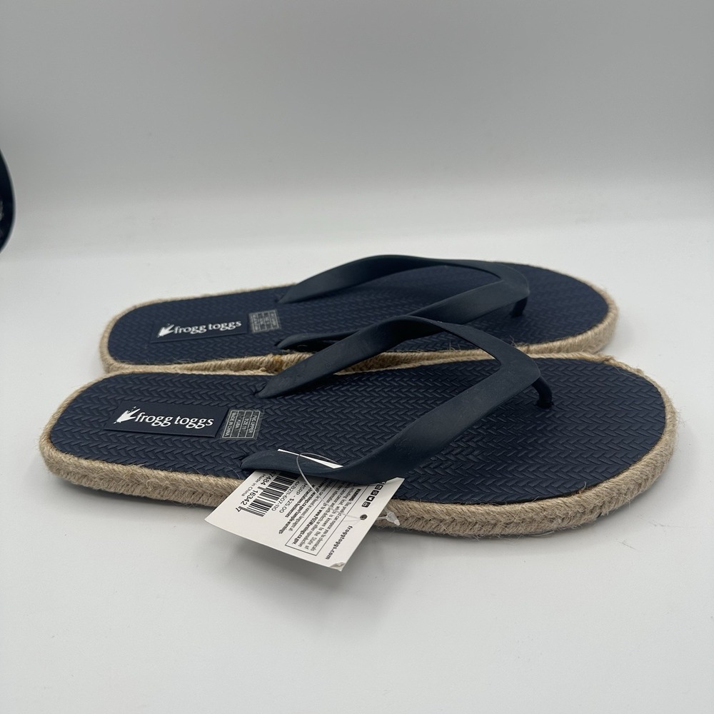 Frogg Toggs Kuba Sandals Mens 10 Navy Rope Sole Casual Beach Thong Flip-Flops - Picture 3 of 7